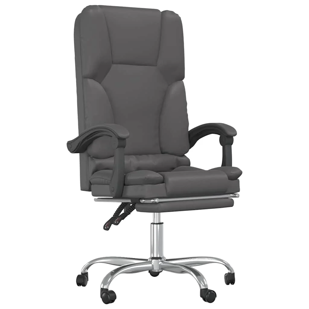 Fauteuil de massage inclinable de bureau 63 x 56 x 120 cm gris similicuir – vue de face
