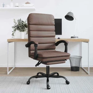 Fauteuil de massage inclinable de bureau 63 x 56 x 120 cm marron similicuir – modèle 3 – vue d’ensemble