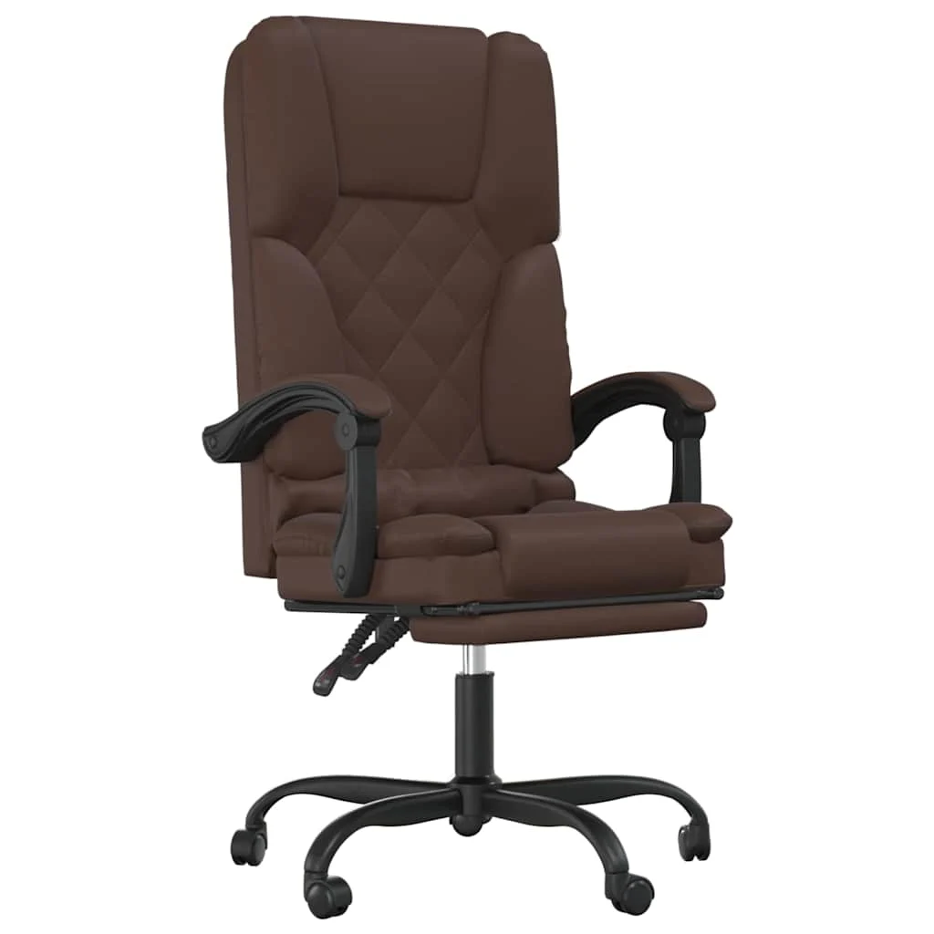 Fauteuil de massage inclinable de bureau 63 x 56 x 120 cm marron similicuir – modèle 2 – vue de face