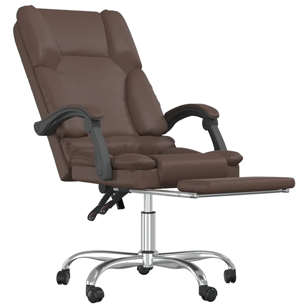 Fauteuil de massage inclinable de bureau 63 x 56 x 120 cm marron similicuir – vue de détail