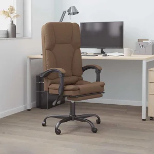 Fauteuil de massage inclinable de bureau 63 x 56 x 120 cm marron tissu – vue d’ensemble