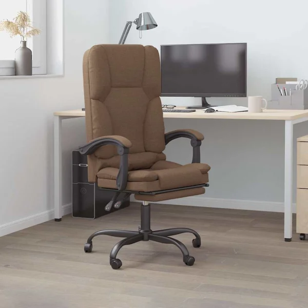Fauteuil de massage inclinable de bureau 63 x 56 x 120 cm marron tissu – vue d’ensemble