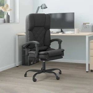 Fauteuil de massage inclinable de bureau 63 x 56 x 120 cm noir similicuir – modèle 2 – vue d’ensemble