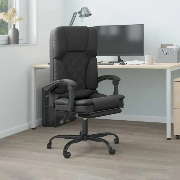 Fauteuil de massage inclinable de bureau 63 x 56 x 120 cm noir similicuir – modèle 2 – vue d’ensemble