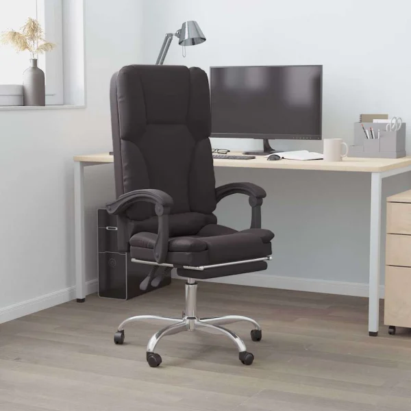 Fauteuil de massage inclinable de bureau 63 x 56 x 120 cm noir similicuir – vue d’ensemble