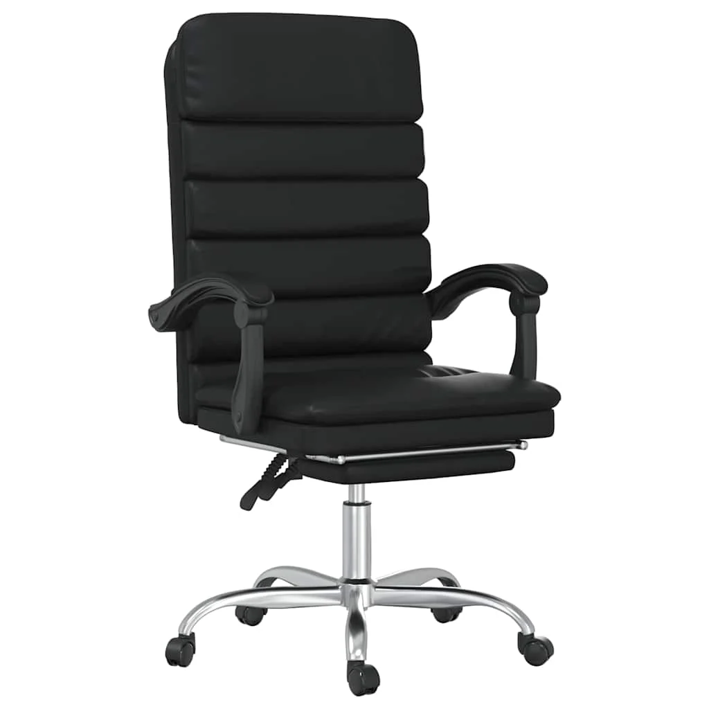 Fauteuil de massage inclinable de bureau 63 x 56 x 120 cm noir similicuir – modèle 5 – vue de face