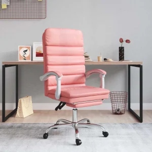 Fauteuil de massage inclinable de bureau 63 x 56 x 120 cm rose similicuir – modèle 3 – vue d’ensemble