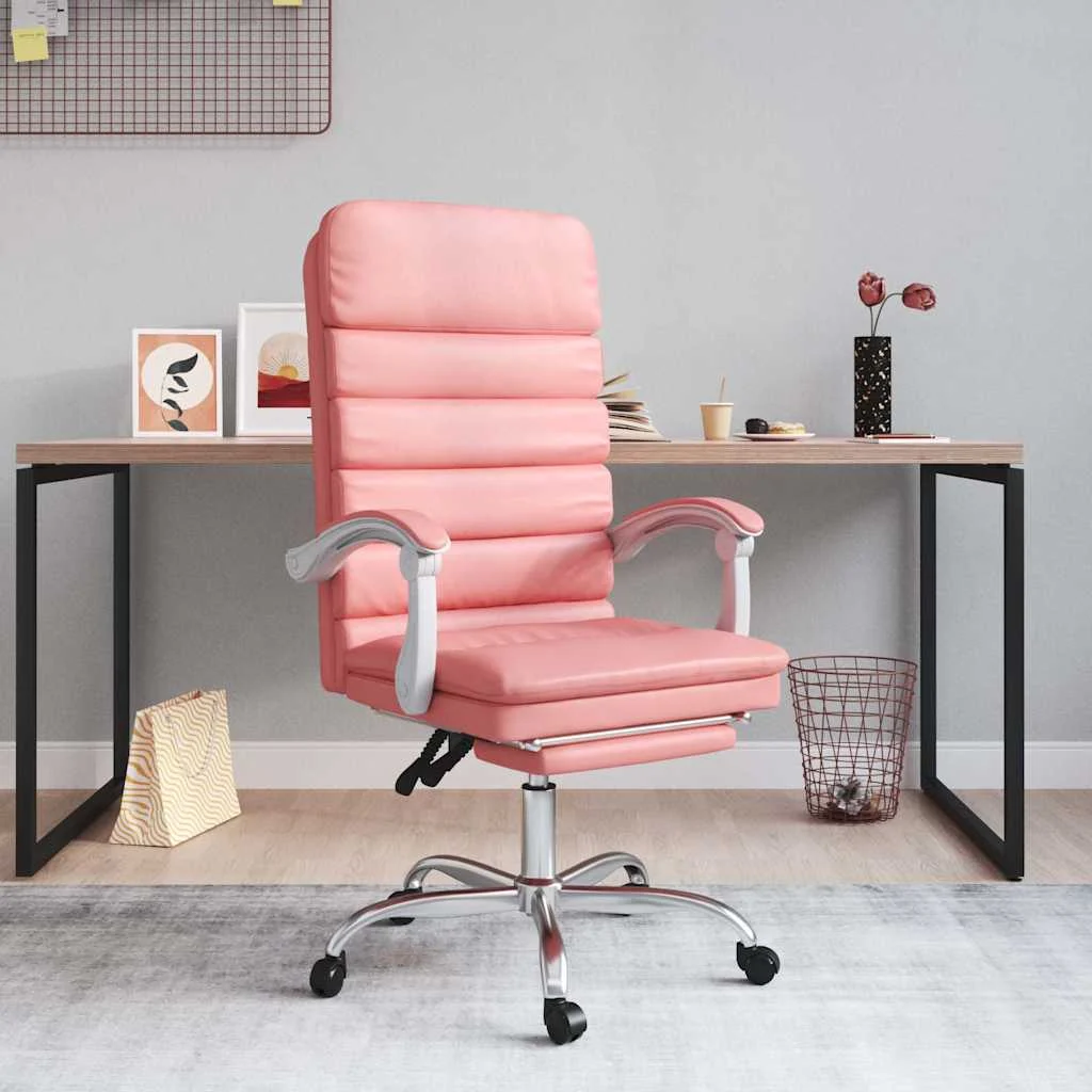 Fauteuil de massage inclinable de bureau 63 x 56 x 120 cm rose similicuir – modèle 3 – vue d’ensemble