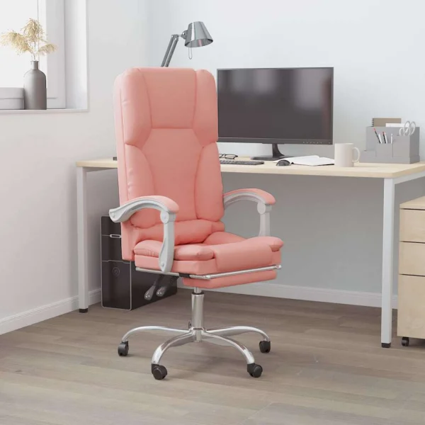 Fauteuil de massage inclinable de bureau 63 x 56 x 120 cm rose similicuir – vue d’ensemble