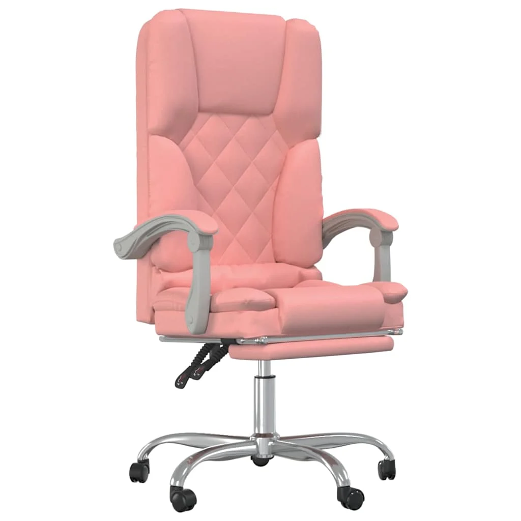 Fauteuil de massage inclinable de bureau 63 x 56 x 120 cm rose similicuir – modèle 2 – vue de face