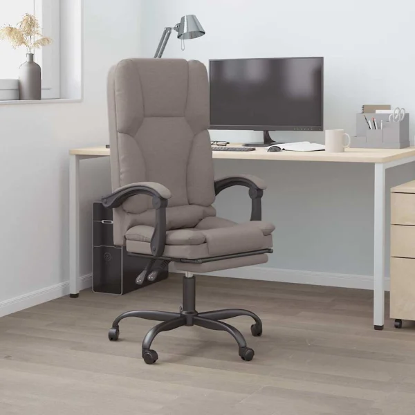 Fauteuil de massage inclinable de bureau 63 x 56 x 120 cm taupe tissu – vue d’ensemble