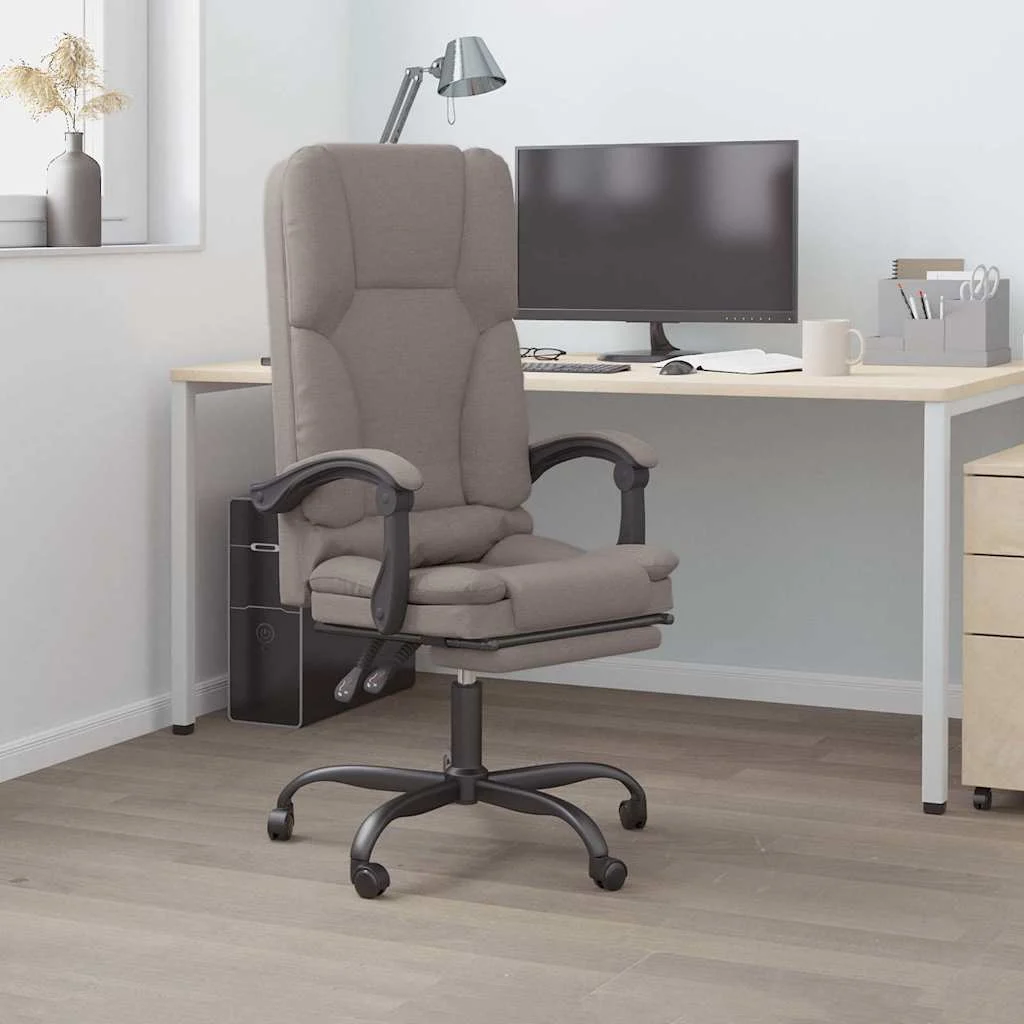 Fauteuil de massage inclinable de bureau 63 x 56 x 120 cm taupe tissu – vue d’ensemble