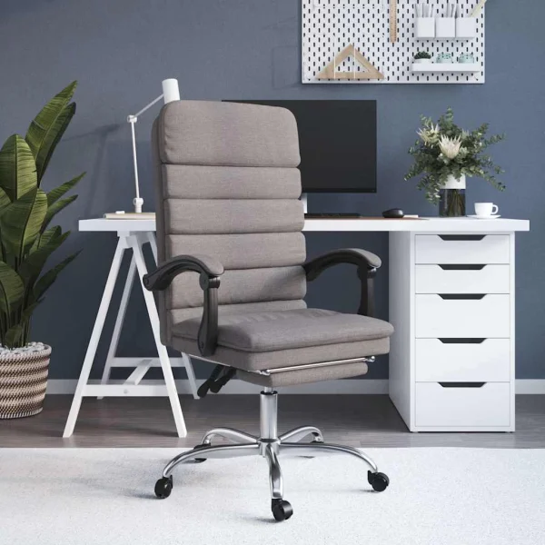 Fauteuil de massage inclinable de bureau 63 x 56 x 120 cm taupe tissu – modèle 3 – vue d’ensemble