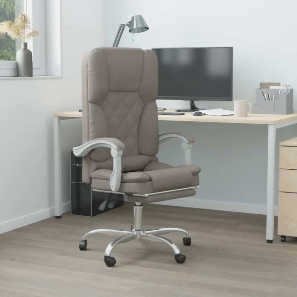 Fauteuil de massage inclinable de bureau 63 x 56 x 120 cm taupe tissu – modèle 2 – vue d’ensemble