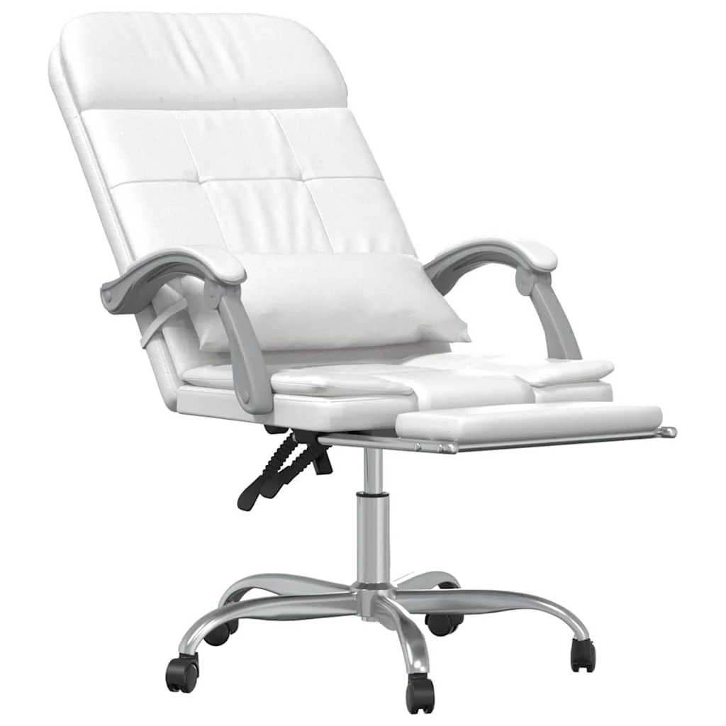 Fauteuil de massage inclinable de bureau 63 x 56 x 122 cm blanc similicuir – vue en situation