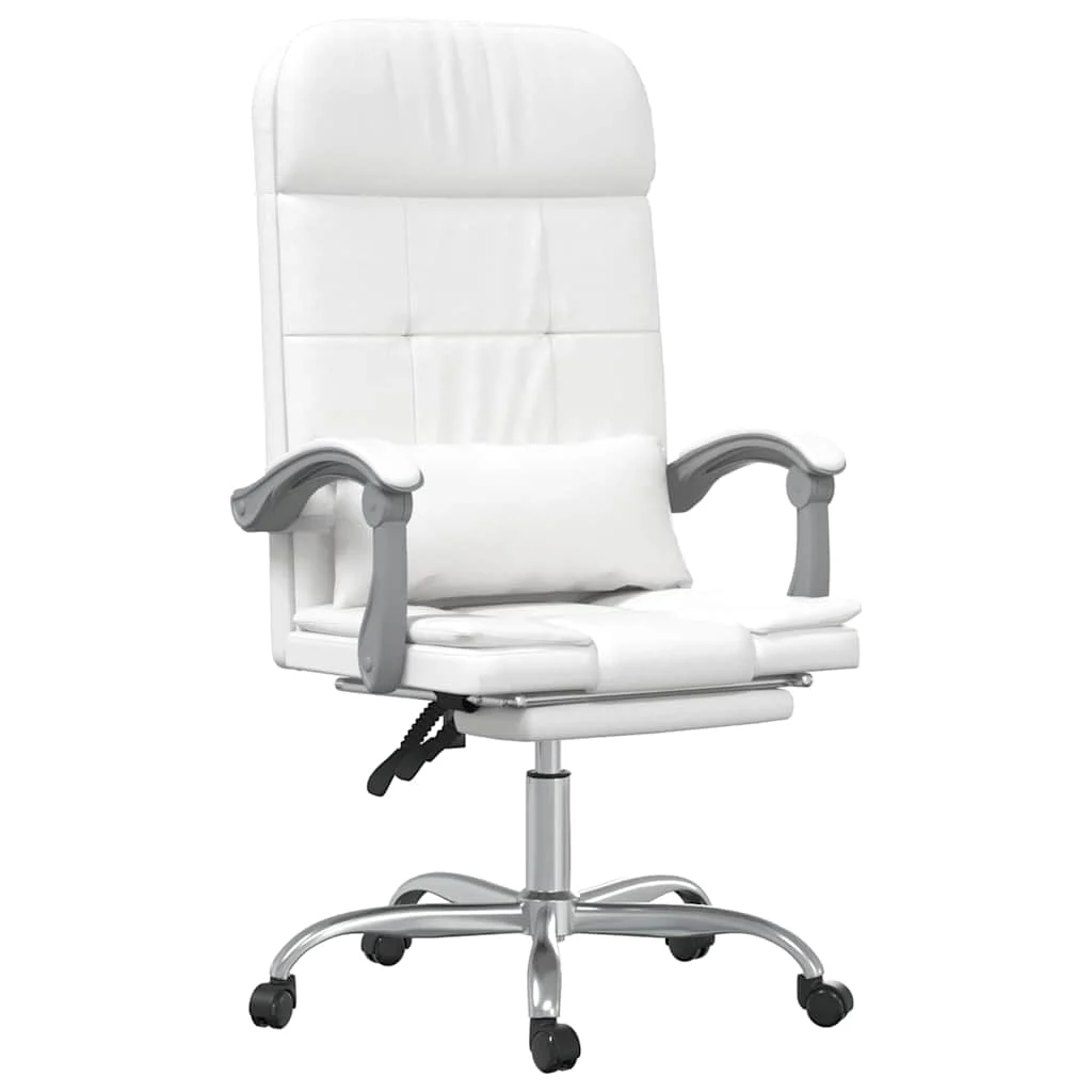 Fauteuil de massage inclinable de bureau 63 x 56 x 122 cm blanc similicuir – vue de face