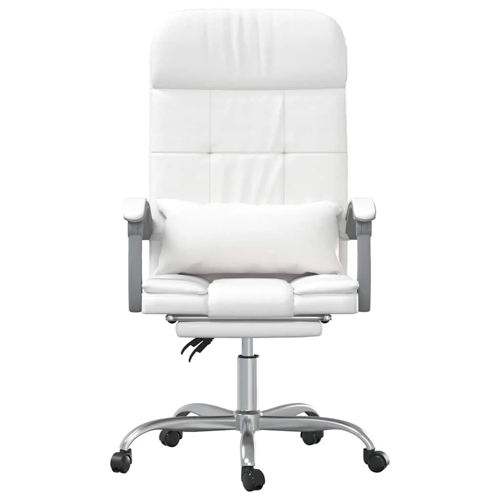 Fauteuil de massage inclinable de bureau 63 x 56 x 122 cm blanc similicuir – vue de côté