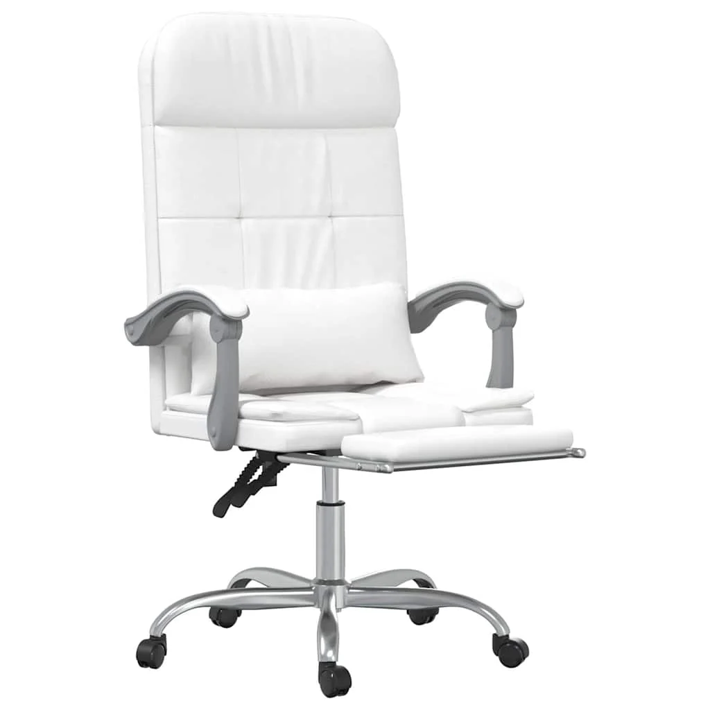 Fauteuil de massage inclinable de bureau 63 x 56 x 122 cm blanc similicuir – vue de détail