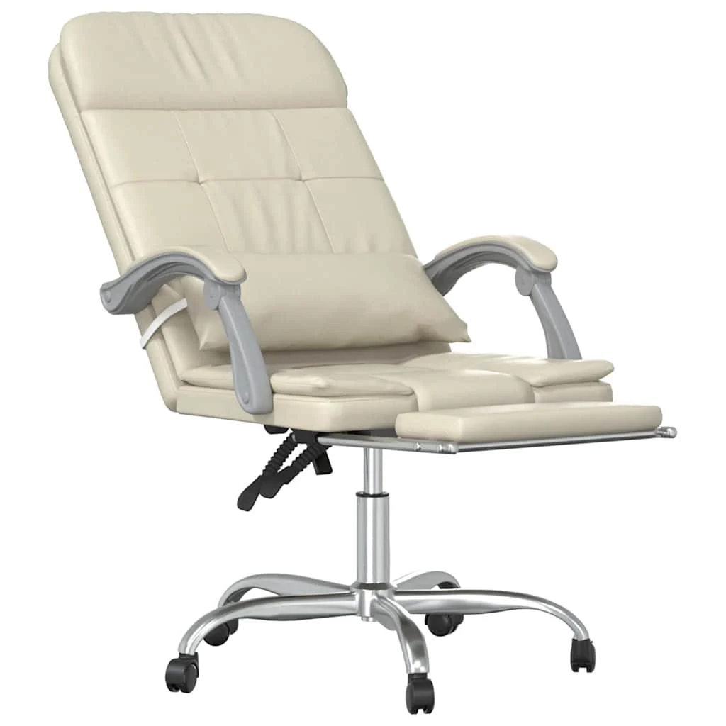 Fauteuil de massage inclinable de bureau 63 x 56 x 122 cm crème similicuir – modèle 2 – vue en situation