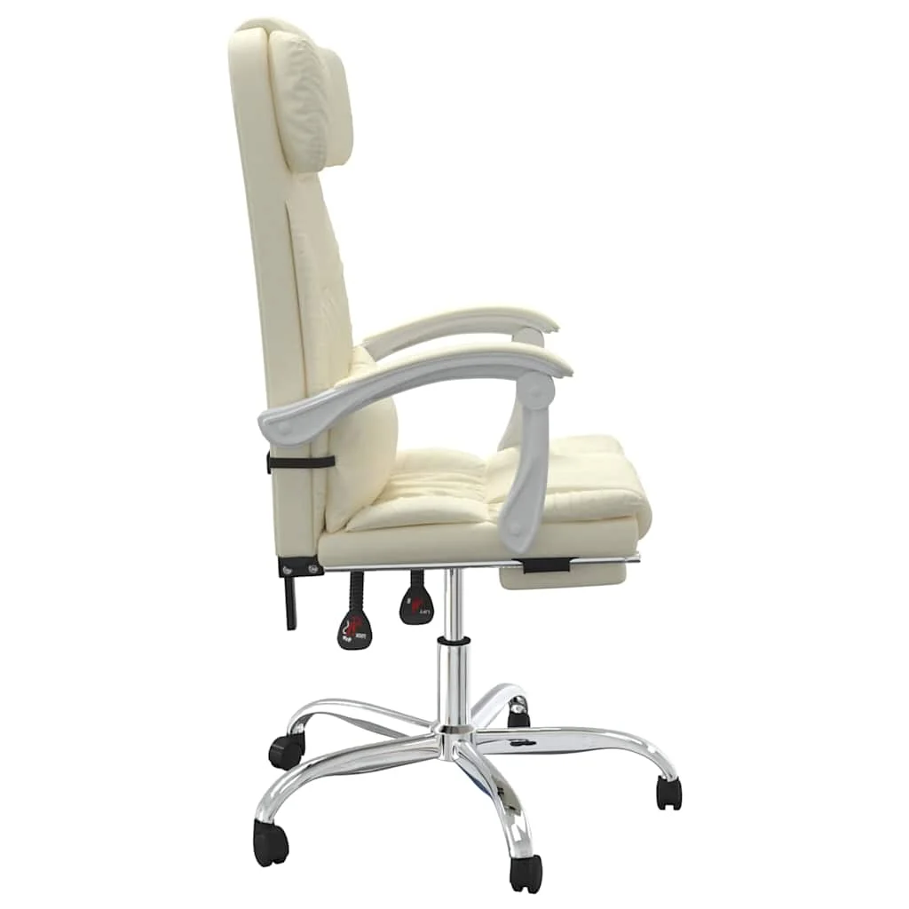 Fauteuil de massage inclinable de bureau 63 x 56 x 122 cm crème similicuir – modèle 3 – vue de dessus