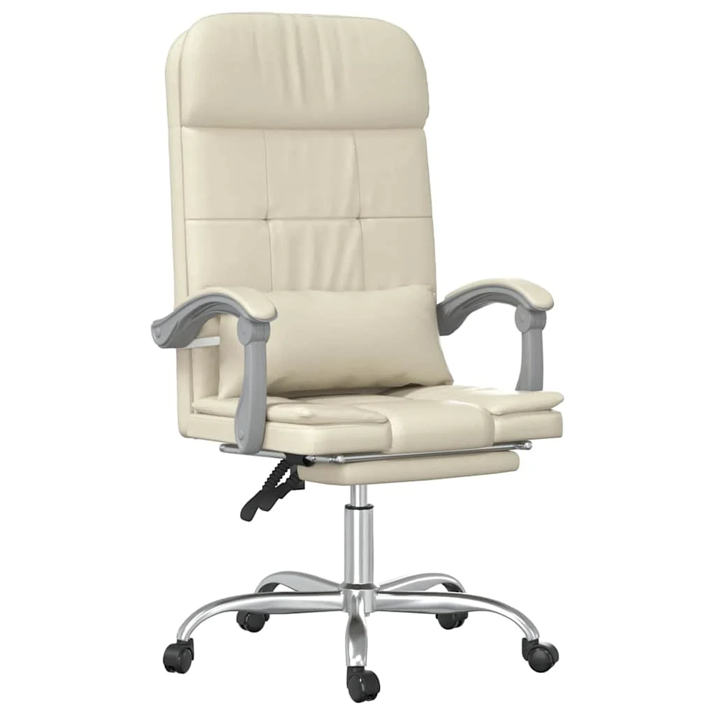 Fauteuil de massage inclinable de bureau 63 x 56 x 122 cm crème similicuir – modèle 2 – vue de face