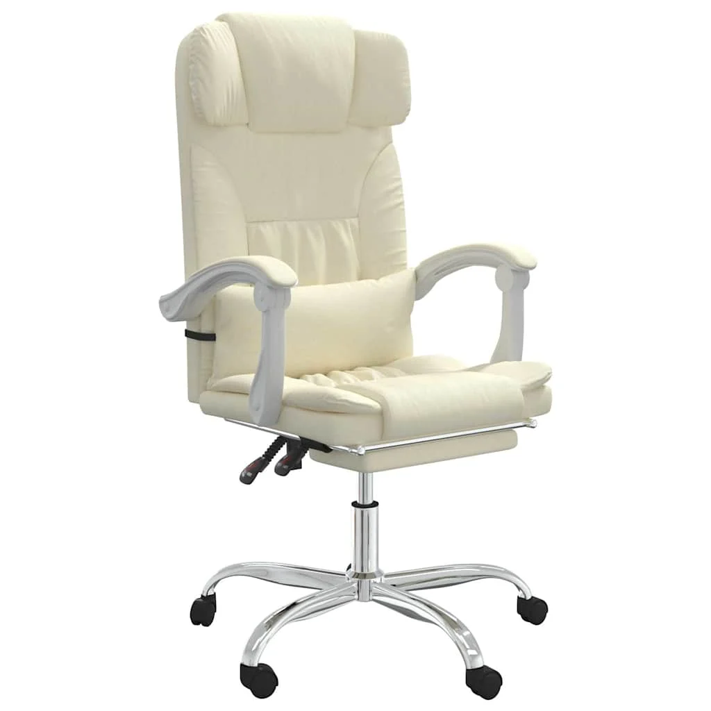 Fauteuil de massage inclinable de bureau 63 x 56 x 122 cm crème similicuir – modèle 3 – vue de face
