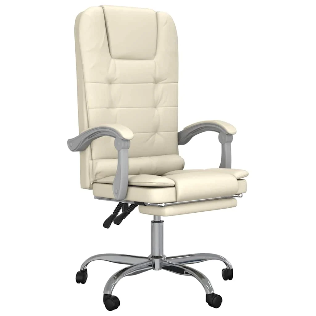 Fauteuil de massage inclinable de bureau 63 x 56 x 122 cm crème similicuir – vue de face