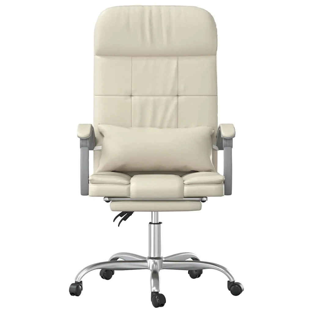 Fauteuil de massage inclinable de bureau 63 x 56 x 122 cm crème similicuir – modèle 2 – vue de côté