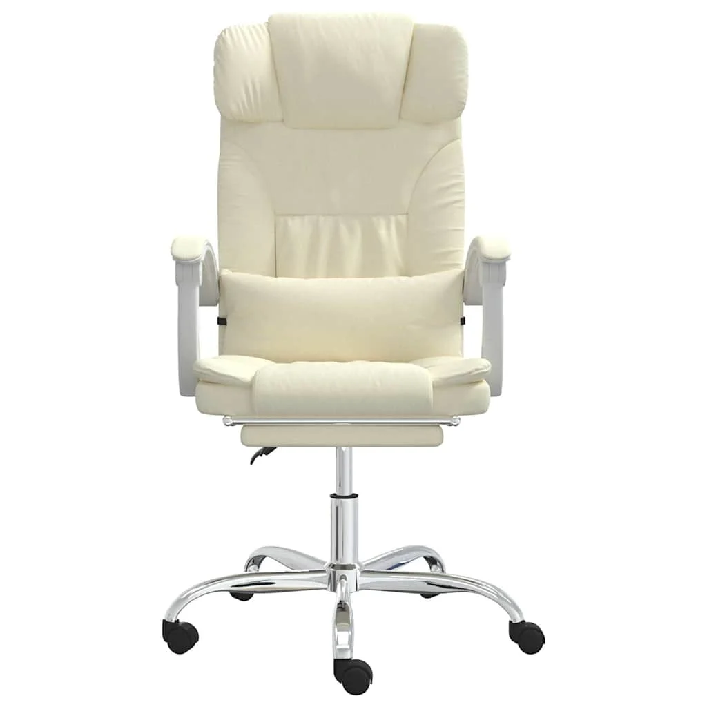 Fauteuil de massage inclinable de bureau 63 x 56 x 122 cm crème similicuir – modèle 3 – vue de côté