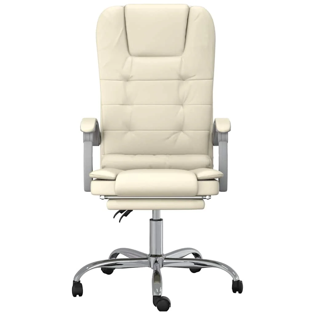 Fauteuil de massage inclinable de bureau 63 x 56 x 122 cm crème similicuir – vue de côté
