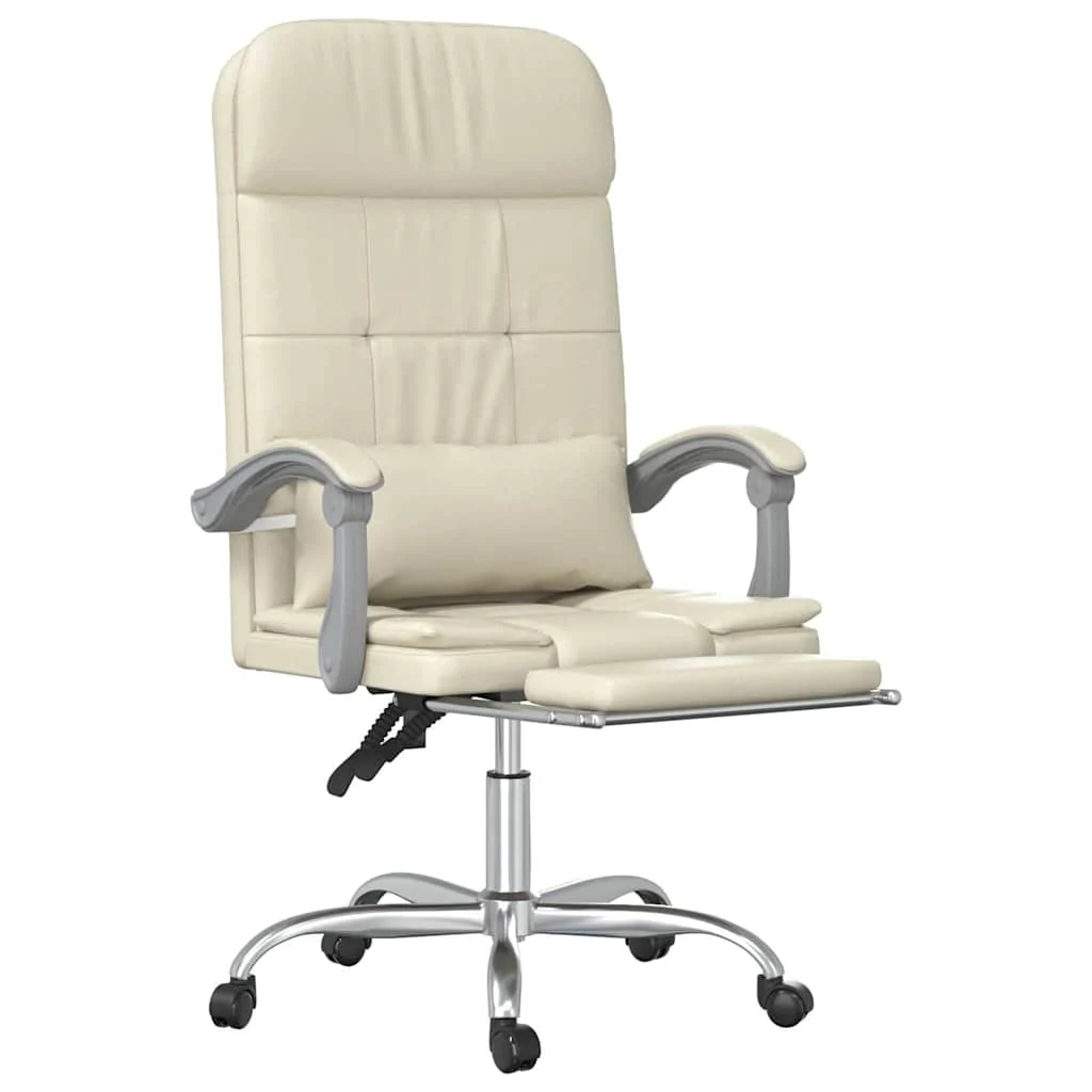 Fauteuil de massage inclinable de bureau 63 x 56 x 122 cm crème similicuir – modèle 2 – vue de détail