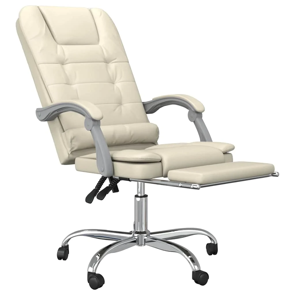 Fauteuil de massage inclinable de bureau 63 x 56 x 122 cm crème similicuir – vue de détail