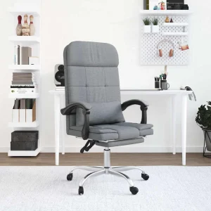 Fauteuil de massage inclinable de bureau 63 x 56 x 122 cm gris clair tissu – modèle 2 – vue d’ensemble