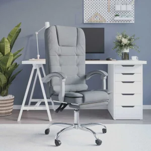 Fauteuil de massage inclinable de bureau 63 x 56 x 122 cm gris clair tissu – vue d’ensemble