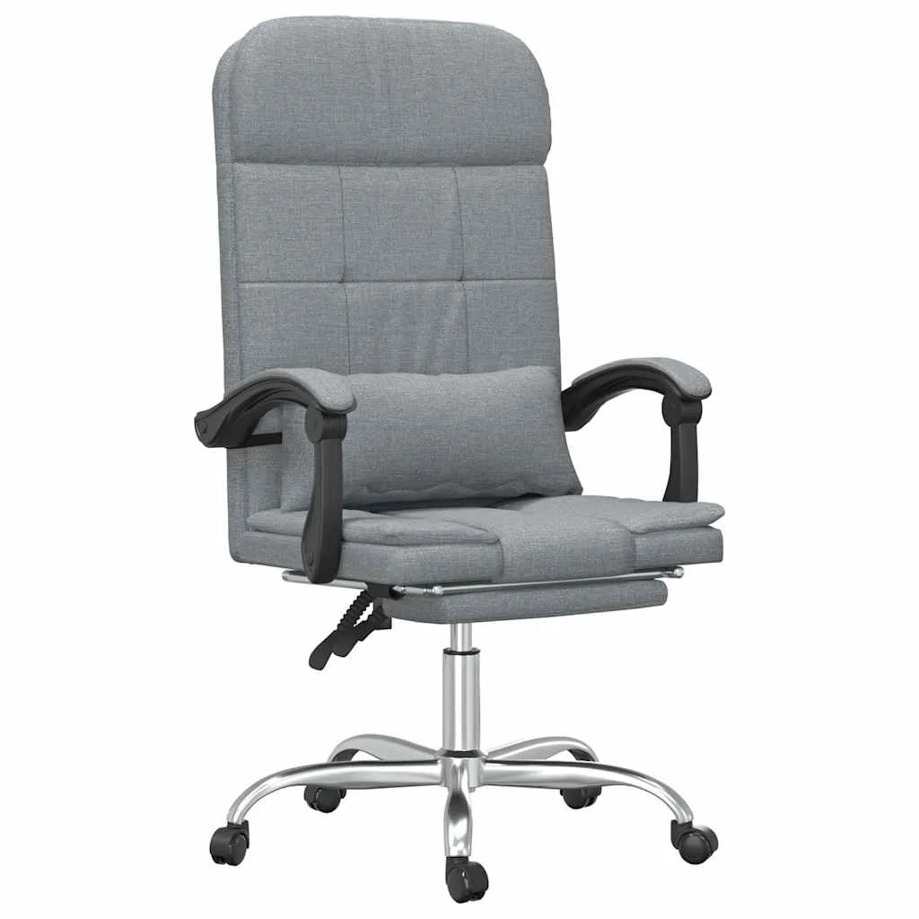 Fauteuil de massage inclinable de bureau 63 x 56 x 122 cm gris clair tissu – modèle 2 – vue de face