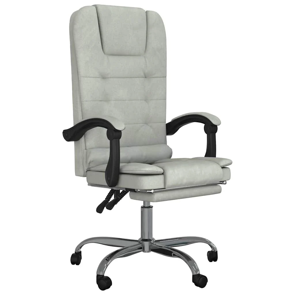 Fauteuil de massage inclinable de bureau 63 x 56 x 122 cm gris clair velours – vue de face