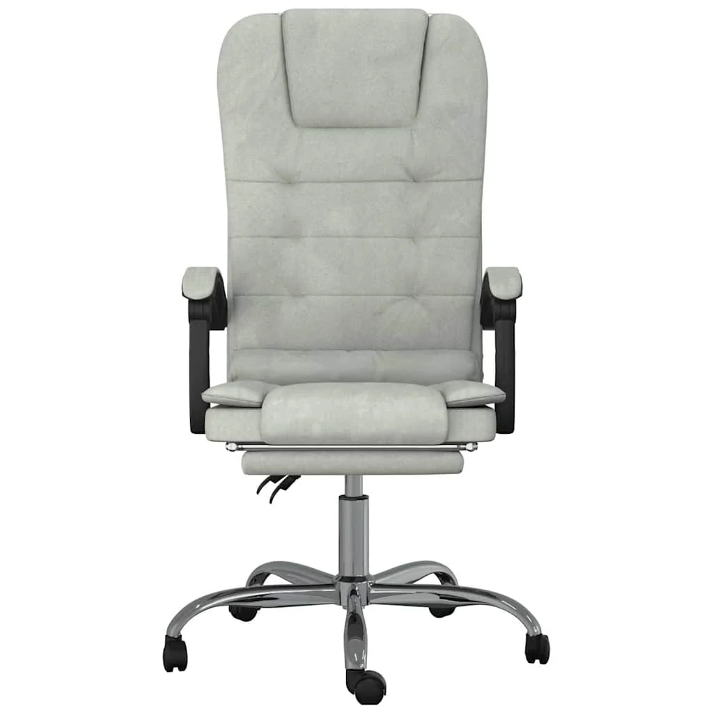Fauteuil de massage inclinable de bureau 63 x 56 x 122 cm gris clair velours – vue de côté