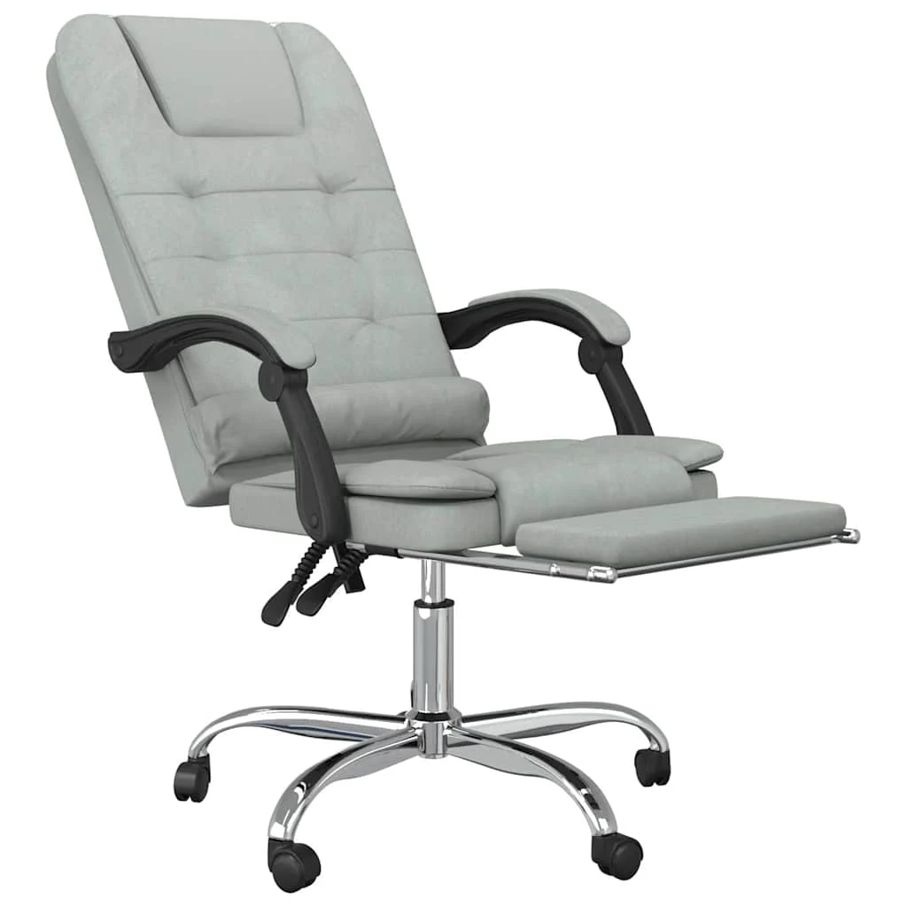 Fauteuil de massage inclinable de bureau 63 x 56 x 122 cm gris clair velours – vue de détail