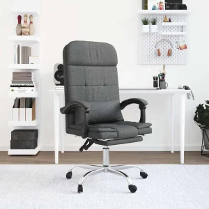 Fauteuil de massage inclinable de bureau 63 x 56 x 122 cm gris foncé tissu – modèle 2 – vue d’ensemble