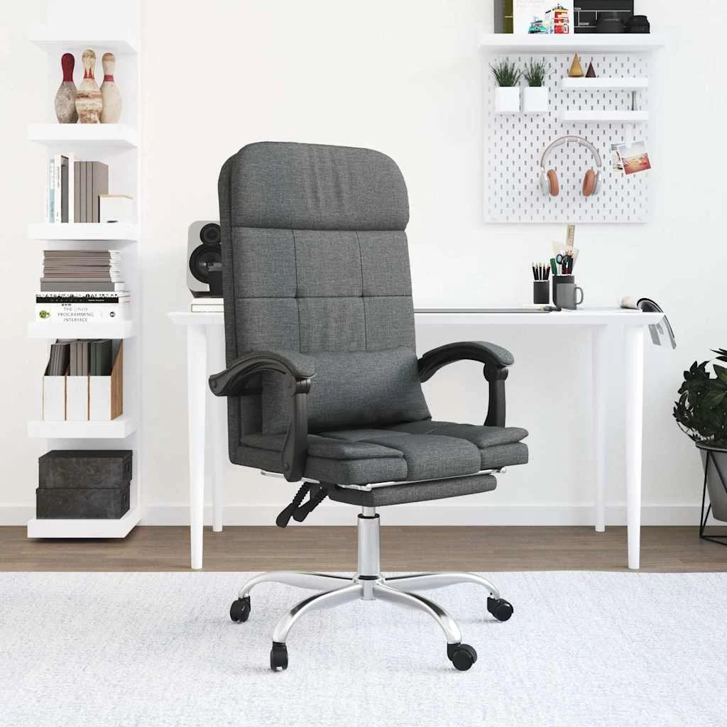 Fauteuil de massage inclinable de bureau 63 x 56 x 122 cm gris foncé tissu – modèle 2 – vue d’ensemble