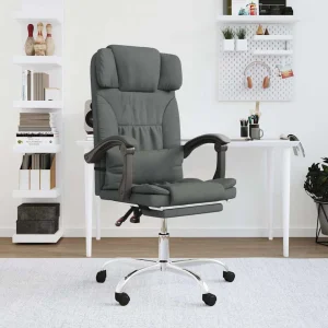 Fauteuil de massage inclinable de bureau 63 x 56 x 122 cm gris foncé tissu – modèle 3 – vue d’ensemble
