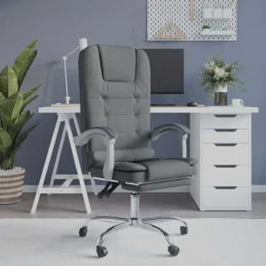 Fauteuil de massage inclinable de bureau 63 x 56 x 122 cm gris foncé tissu – vue d’ensemble