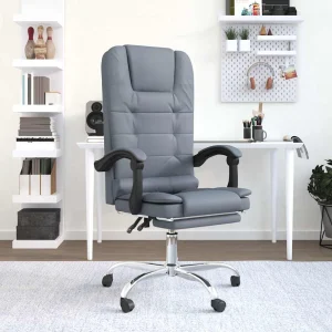 Fauteuil de massage inclinable de bureau 63 x 56 x 122 cm gris foncé velours – vue d’ensemble