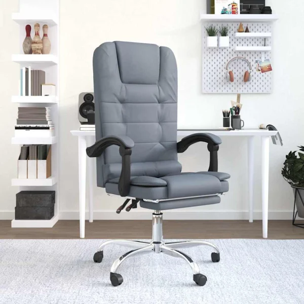 Fauteuil de massage inclinable de bureau 63 x 56 x 122 cm gris foncé velours – vue d’ensemble