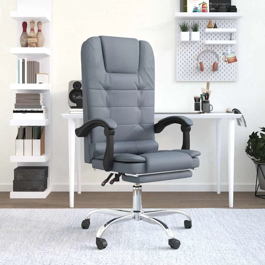 Fauteuil de massage inclinable de bureau 63 x 56 x 122 cm gris foncé velours – vue d’ensemble