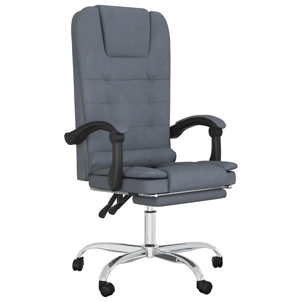 Fauteuil de massage inclinable de bureau 63 x 56 x 122 cm gris foncé velours – vue de face