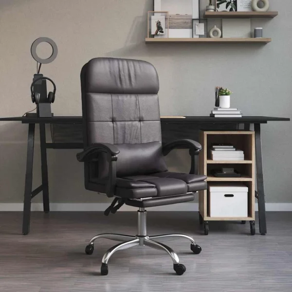 Fauteuil de massage inclinable de bureau 63 x 56 x 122 cm gris similicuir – modèle 2 – vue d’ensemble