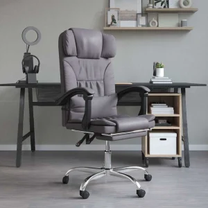 Fauteuil de massage inclinable de bureau 63 x 56 x 122 cm gris similicuir – modèle 3 – vue d’ensemble