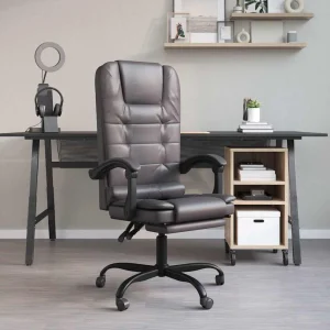Fauteuil de massage inclinable de bureau 63 x 56 x 122 cm gris similicuir – vue d’ensemble