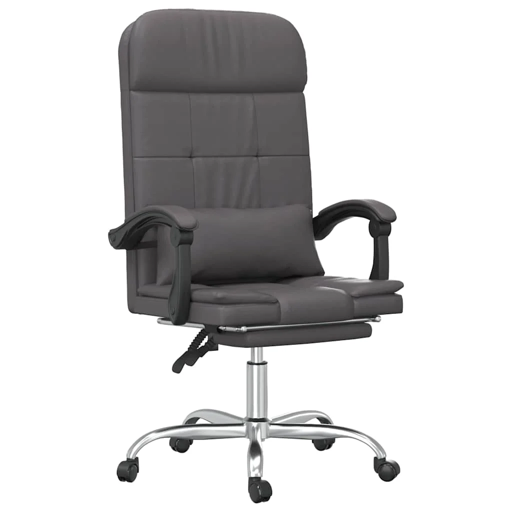 Fauteuil de massage inclinable de bureau 63 x 56 x 122 cm gris similicuir – modèle 2 – vue de face